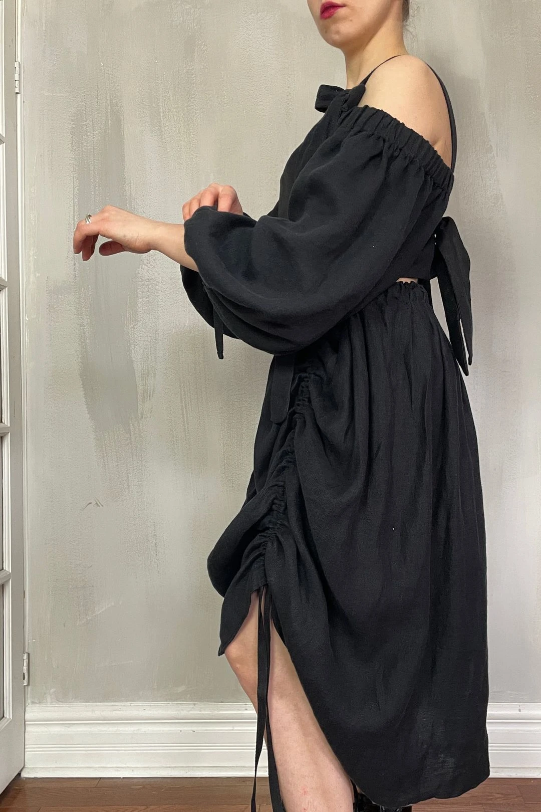 Drawstring Bustle Skirt In Washed Linen 10 Drawstring Bustle Skirt In Washed Linen - Image 8