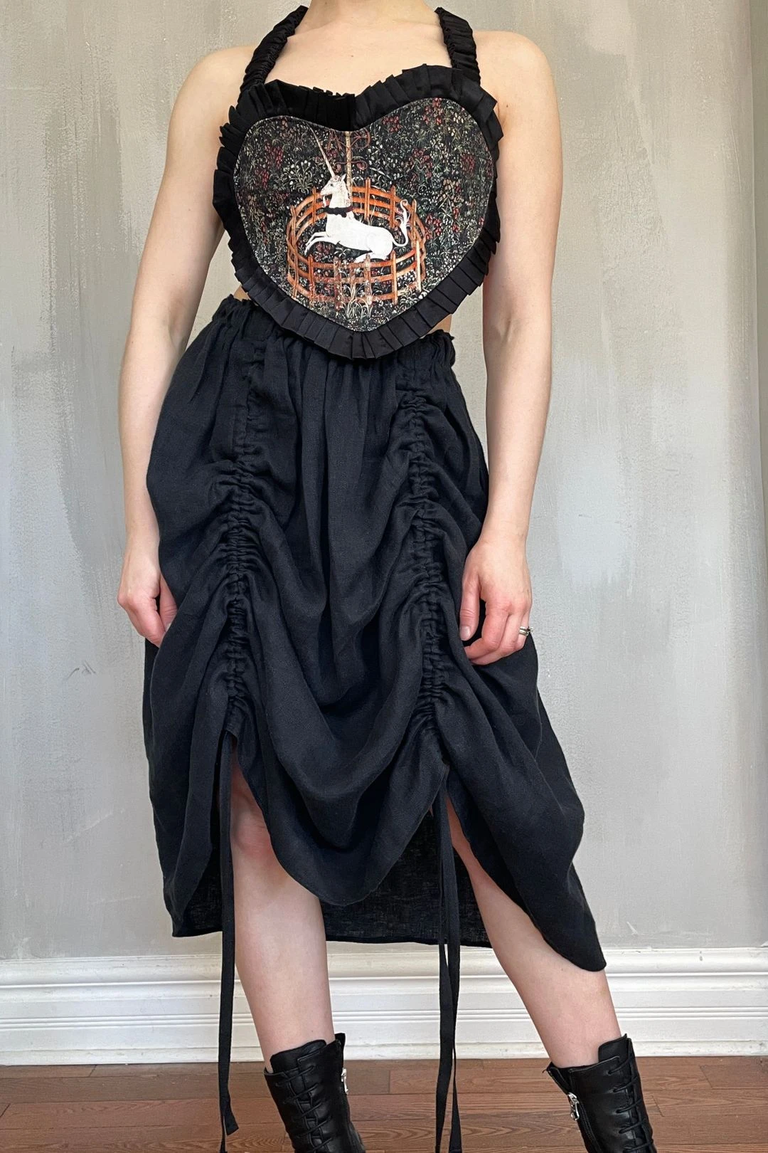 Drawstring Bustle Skirt In Washed Linen 15 Drawstring Bustle Skirt In Washed Linen - Image 13