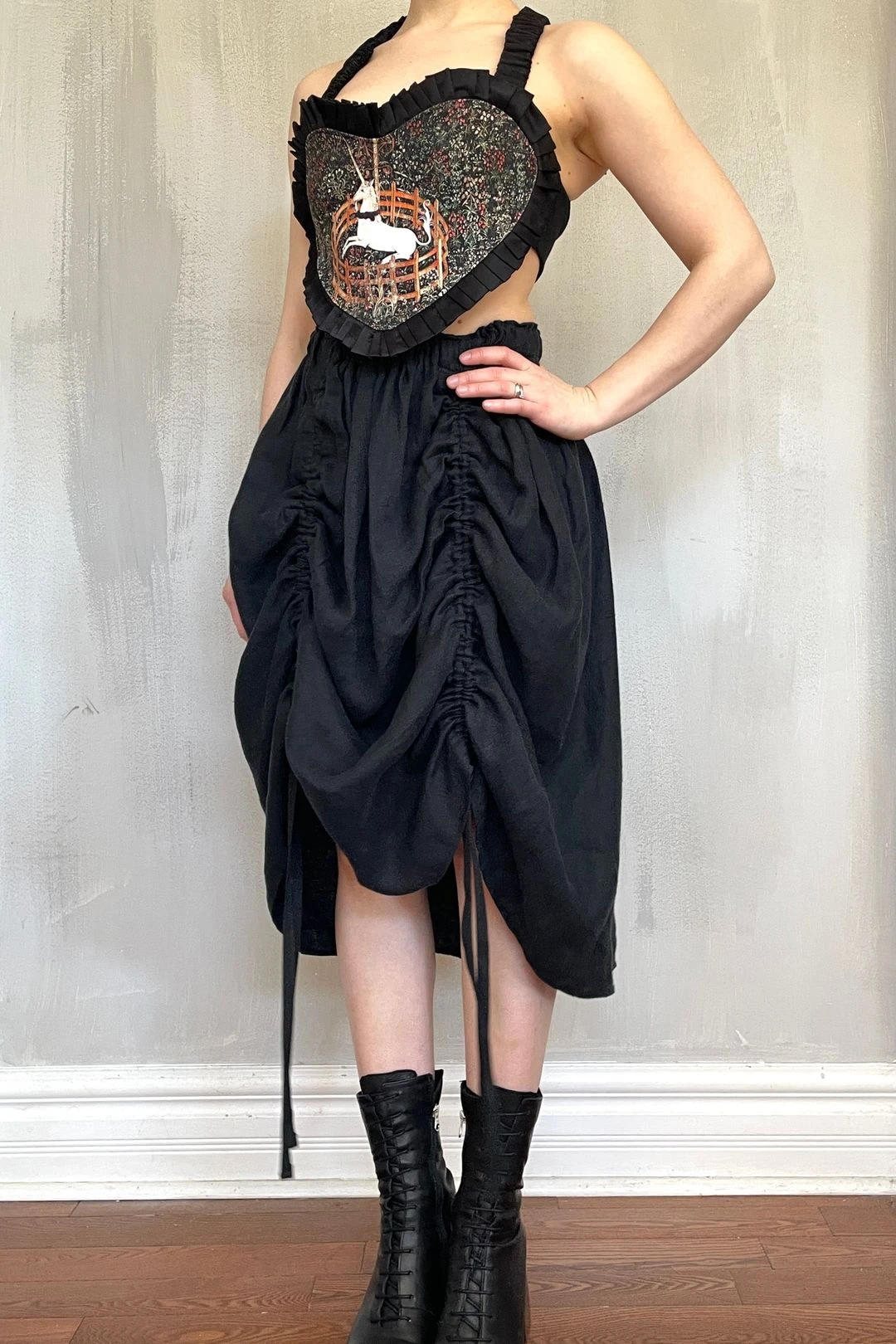 Drawstring Bustle Skirt In Washed Linen 16 Drawstring Bustle Skirt In Washed Linen - Image 14