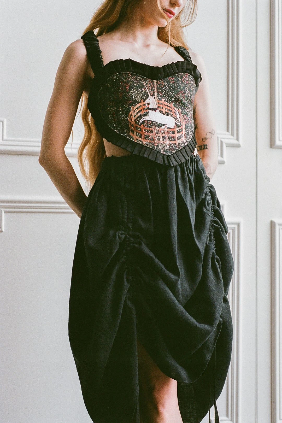 Drawstring Bustle Skirt In Washed Linen 4 Drawstring Bustle Skirt In Washed Linen - Image 2