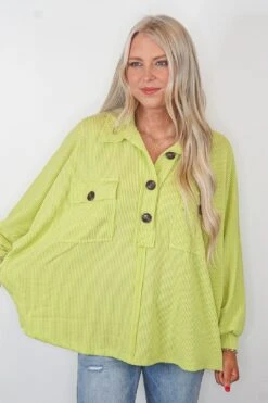 Sweet Simplicity Lime Ribbed Top -Layer Outfit 32982364160097 3