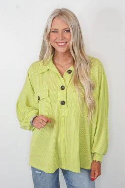 Sweet Simplicity Lime Ribbed Top