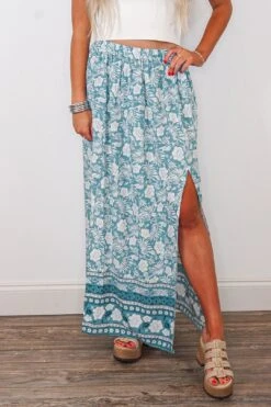Blue Floral Maxi Skirt Set -Layer Outfit 33028004741217 3