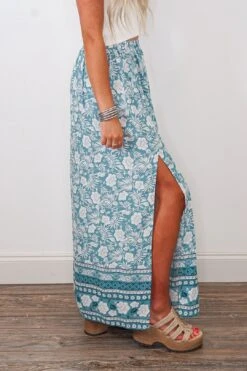 Blue Floral Maxi Skirt Set -Layer Outfit 33028004872289 4
