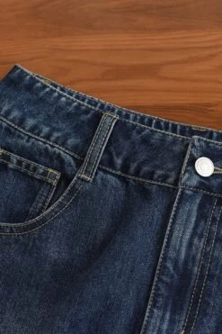 Julie Vintage Straight Slit Denim Skirt -Layer Outfit 33136263430330 13