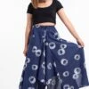 Circles Prints Cotton Handkerchief Midi Skirt In Navy -Layer Outfit 33222943244474 1