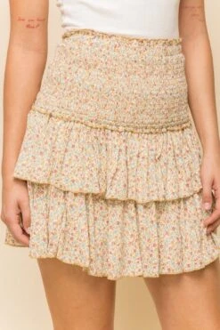 Faye Mustard Floral Mini Skirt -Layer Outfit 33529916981430 3