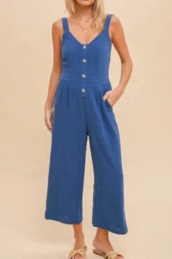 Violet Navy Button Up Jumpsuit