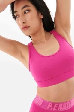 P.E. Nation Rudimental Sports Bra - Raspberry Rose -Layer Outfit 33962465591484 6