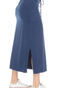 Inoah Sample - Denim Cotton Knit Drawstring Waistband 2 Pocket Ankle Skirt -Layer Outfit 33977332760629 2