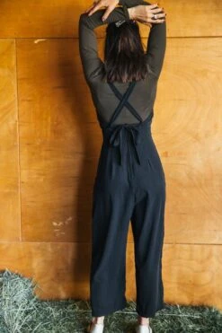 Yolked Juniper Jumpsuit In Black Brushed Cotton -Layer Outfit 34579229212930 3