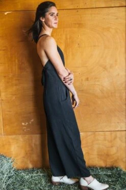 Yolked Juniper Jumpsuit In Black Brushed Cotton -Layer Outfit 34579232096514 4