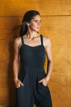 Yolked Juniper Jumpsuit In Black Brushed Cotton -Layer Outfit 34579234750722 2