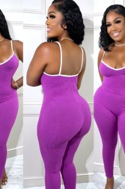 Brightside Ribbed Jumpsuit Violet