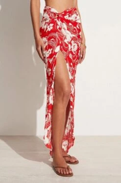 FAITHFULL THE LABEL - LULU MAXI SKIRT CAMARA FLORAL PRINT - RED -Layer Outfit 35005965238427 9