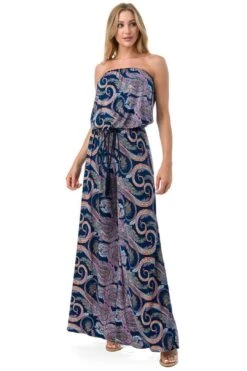 Ariella Printed Jumpsuit W/ Braided Belt - Navy -Layer Outfit 35167554994338 3