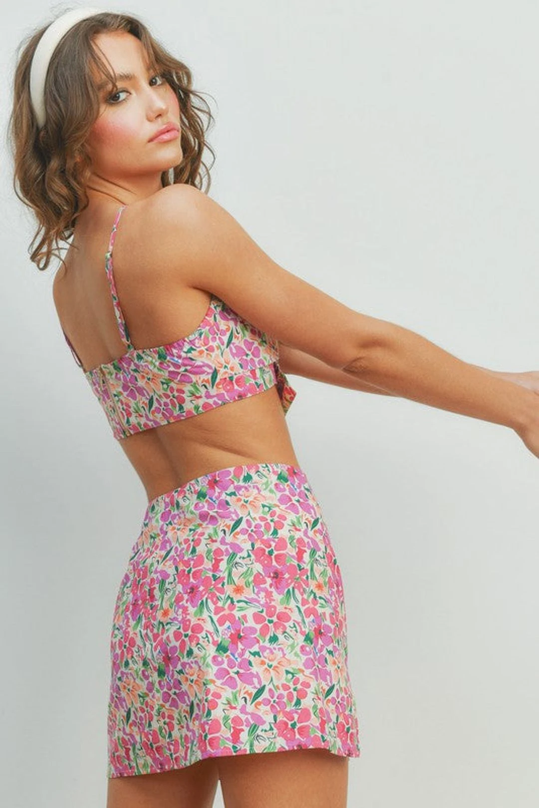 Front Tie Floral Top And Skirt Set 4 Front Tie Floral Top And Skirt Set - Image 2