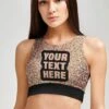 Personalized Crop Top Glitter High Neck Padded Sports Bra - Women -Layer Outfit 35909215912090 1