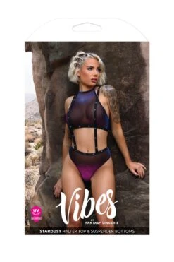 Fantasy Lingerie Vibes Stardust Halter Top & Suspender Bottoms Bra Set -Layer Outfit 36175313567900 3