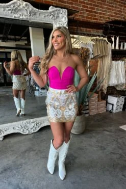 Wear The Crown Sequin Mini Skirt (White) -Layer Outfit 36262976454824 3