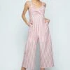 Chic Striped Front Knot Cropped Jumpsuit