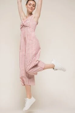 Chic Striped Front Knot Cropped Jumpsuit -Layer Outfit 36311643062525 3