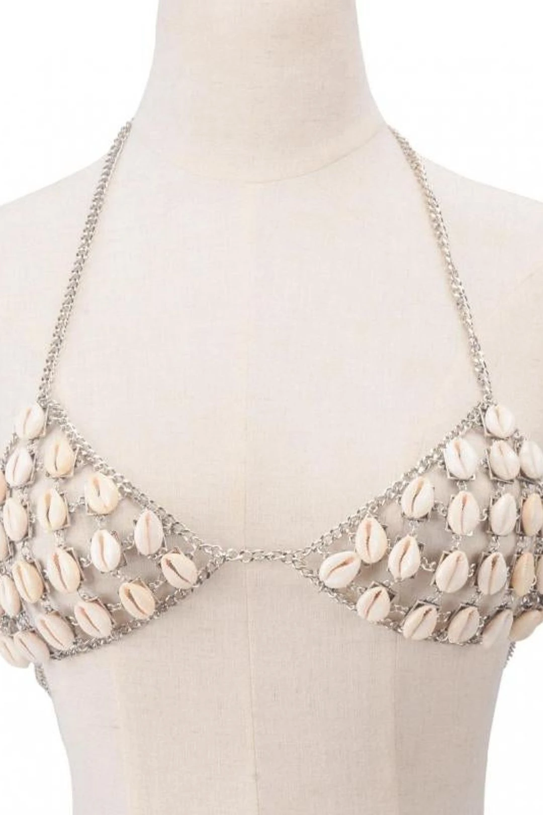 Cowrie Shell Bra Silver Chain Triangle Top With Natural Sea Shells Wear It Alone Or Over A Bikini Top One Size Adjustable Mermaid Body Jewelry 6 Cowrie Shell Bra Silver Chain Triangle Top With Natural Sea Shells Wear It Alone Or Over A Bikini Top One Size Adjustable Mermaid Body Jewelry - Image 4