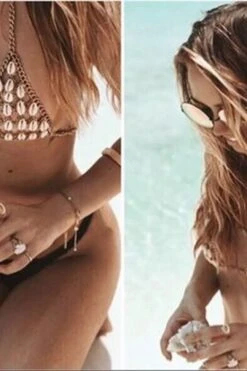 Cowrie Shell Bra Silver Chain Triangle Top With Natural Sea Shells Wear It Alone Or Over A Bikini Top One Size Adjustable Mermaid Body Jewelry 11 Cowrie Shell Bra Silver Chain Triangle Top With Natural Sea Shells Wear It Alone Or Over A Bikini Top One Size Adjustable Mermaid Body Jewelry -Layer Outfit 36394523459796 3