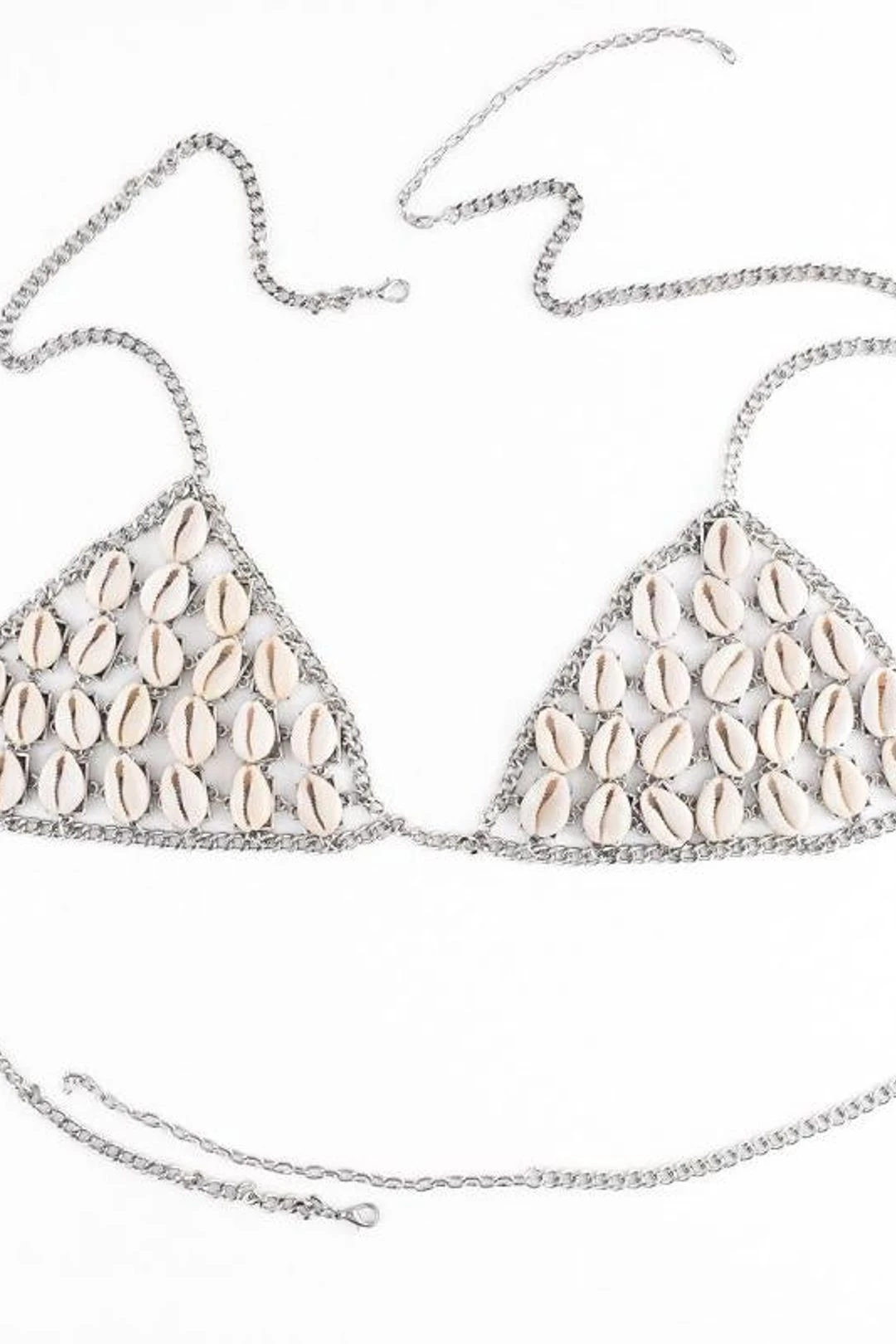Cowrie Shell Bra Silver Chain Triangle Top With Natural Sea Shells Wear It Alone Or Over A Bikini Top One Size Adjustable Mermaid Body Jewelry 7 Cowrie Shell Bra Silver Chain Triangle Top With Natural Sea Shells Wear It Alone Or Over A Bikini Top One Size Adjustable Mermaid Body Jewelry - Image 5