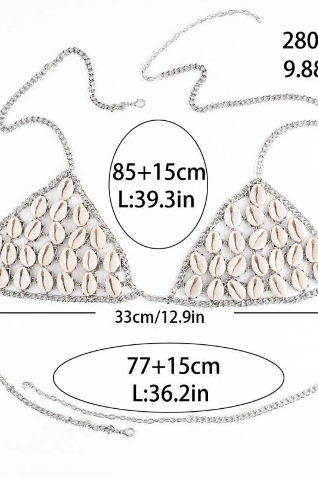 Cowrie Shell Bra Silver Chain Triangle Top With Natural Sea Shells Wear It Alone Or Over A Bikini Top One Size Adjustable Mermaid Body Jewelry 9 Cowrie Shell Bra Silver Chain Triangle Top With Natural Sea Shells Wear It Alone Or Over A Bikini Top One Size Adjustable Mermaid Body Jewelry - Image 7