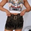 All To Myself Rhinestone Mini Skirt (Black/Gold) -Layer Outfit 36489672851624 1