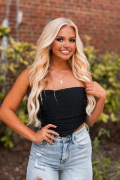 Diane Strapless Corset Top (Black)