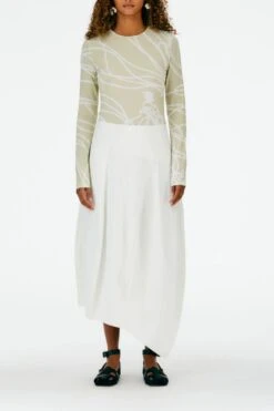 Nylon Asymmetrical Balloon Skirt - White -Layer Outfit 36747871617245 5