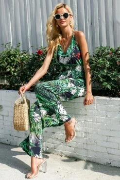Vacation Sassy Leaf Print Sexy Boho Jumpsuit -Layer Outfit 3680005750862 3