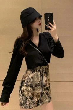 Vintage Cute Tapestry Cats Pattern Tube Mini Skirt