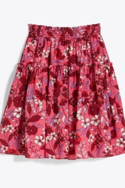 Pull On Skirt In Raspberry Clematis Floral -Layer Outfit 37082749894825 2