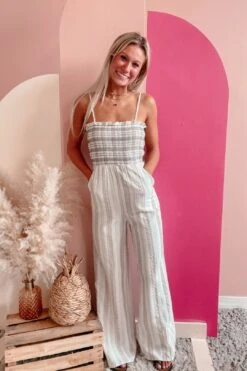 REAL CLASS STRIPPED JUMPSUIT WITH POCKETS