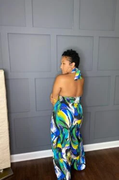 Abstract Print Jumpsuit, SM-LG