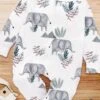 Lovely Cartoon Elephant Printed Baby Jumpsuit -Layer Outfit 37531473576156 1