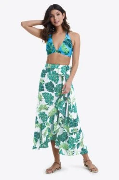 Floral Maxi Skirt In Monstera Floral