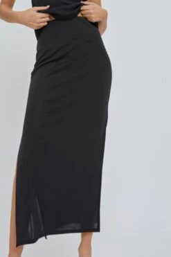Breezy Solid Maxi Skirt Black