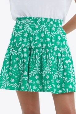 Pull On Mini Skirt In Embroidered Floral
