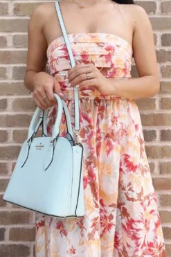Kate Spade Darcy Small Top Zip Satchel Crossbody Leather Crossbody Blue Glow -Layer Outfit 37835005591780 6