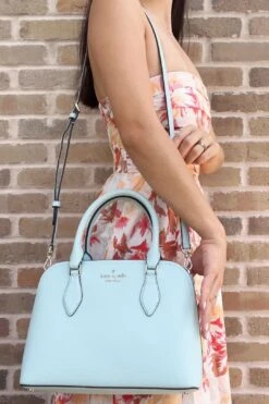 Kate Spade Darcy Small Top Zip Satchel Crossbody Leather Crossbody Blue Glow -Layer Outfit 37835006345444 7