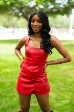 BuddyLove Coco Vegan Leather Corset Top - Scarlet