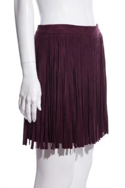 5/48 Burgundy Fringe Mini Skirt SZ 2 NWT -Layer Outfit 37892341924077 2