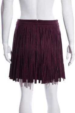 5/48 Burgundy Fringe Mini Skirt SZ 2 NWT -Layer Outfit 37892341956845 3