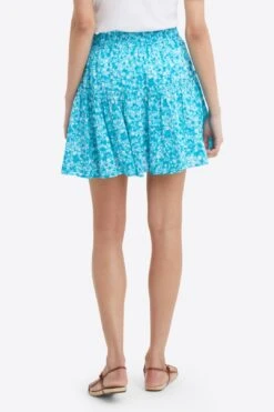 Pull On Mini Skirt In Blue Aster Floral 9 Pull On Mini Skirt In Blue Aster Floral -Layer Outfit 37943689412777 3