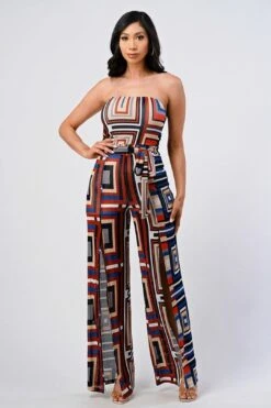COULD I BE DREAMIN Multi Print Strapless Jumpsuit -Layer Outfit 37966949187842 3