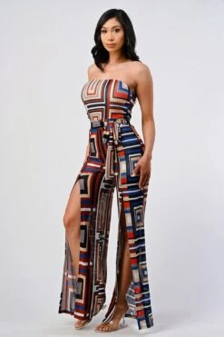 COULD I BE DREAMIN Multi Print Strapless Jumpsuit -Layer Outfit 37966949220610 4